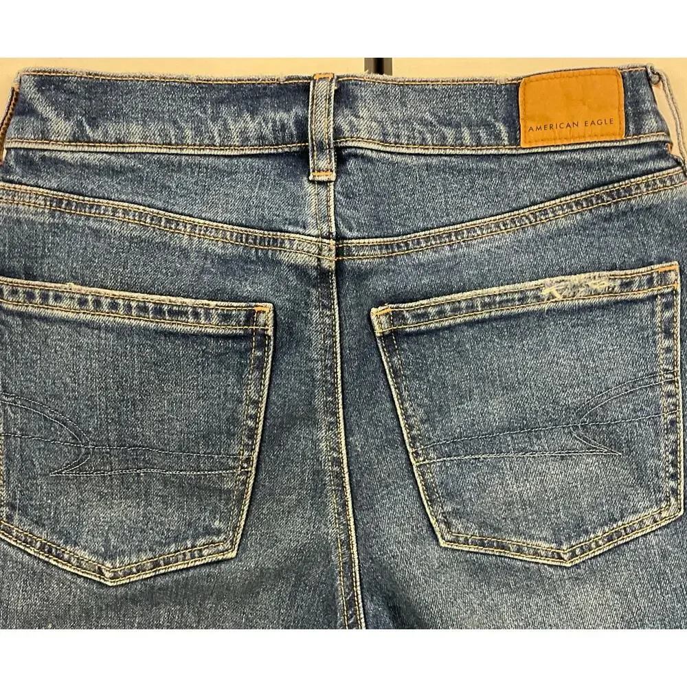 American Eagle Women's STRIGID 00R Denim Jeans Super High Rise Baggy Straight - Picture 11 of 11